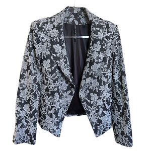 Plein Sud Jeanius Double Button Toggle Floral Lace Blazer